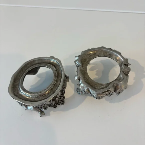 Vintage pewter holiday themed candle holder SET by Seagull Canada 1994 - Picture 7 of 14